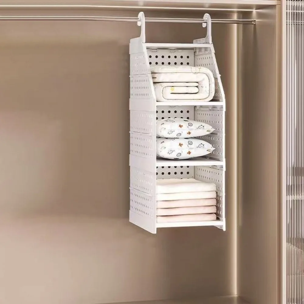 

Пластиковый многослойный органайзер для одежды, большая вместимость, компактная многослойная перегородка, органайзер для гардероба с складной крючком