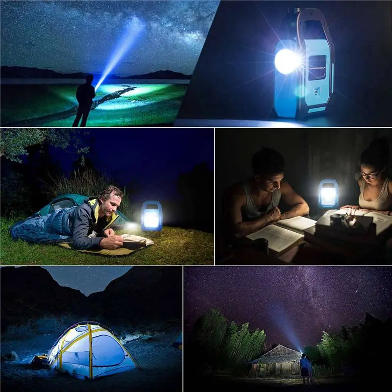 AA05 4X 3 In 1 Solar USB Rechargeable COB LED Camping Lantern, Charging For Device, Waterproof Emergency Flashlight LED Light