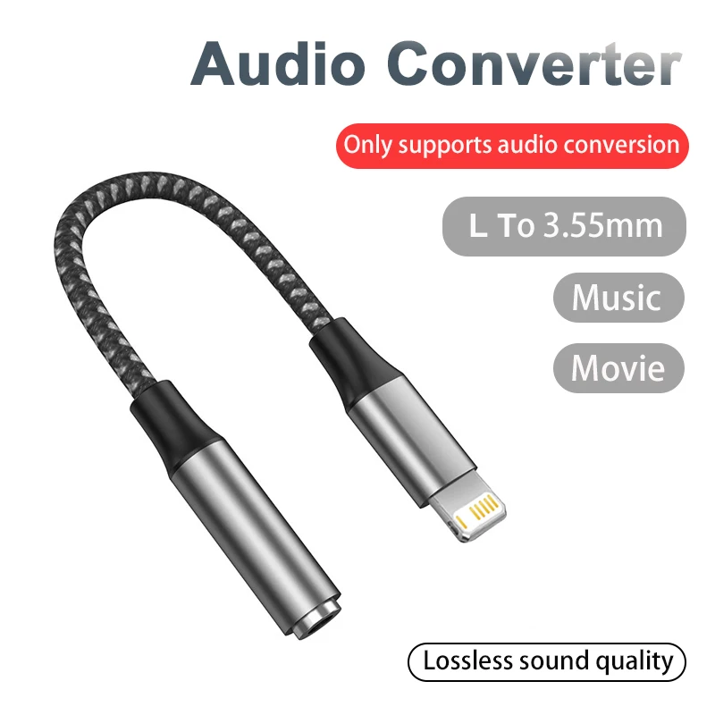 

OTG Audio Converter L To 3.5mm HiFi Earphone Jack Audio Aux Adaptor For iPhone 14 13 12 11 Pro Max 12Mini SE 2020 XS XR X 8 7 +