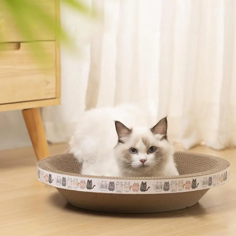 Imagem -03 - Cat Scratcher Bowl Bed Protetor de Sofá Portátil Oval Corrugado Scratch Pad Brinquedo Cat Scratcher Protetor de Móveis Suprimentos de Gatos