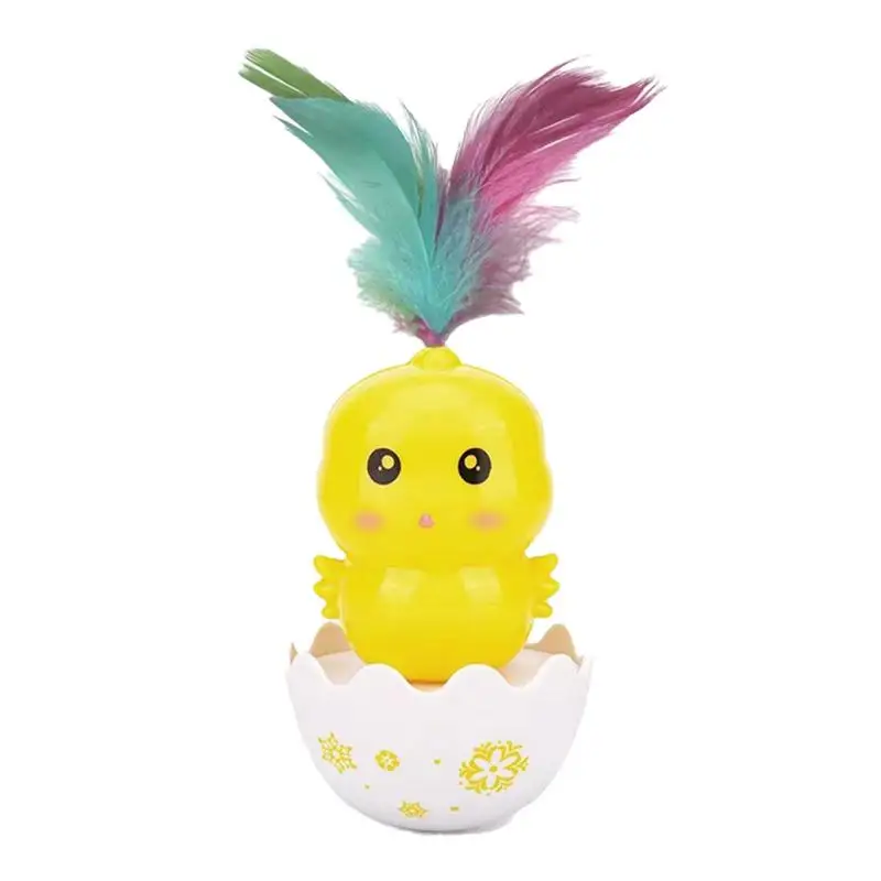 Feather Cat Toys Chick Shape Cartoon Colorful Feather Teaser Toy Multifunctional Moving Toys Cat Exercise Supplies For Indoor