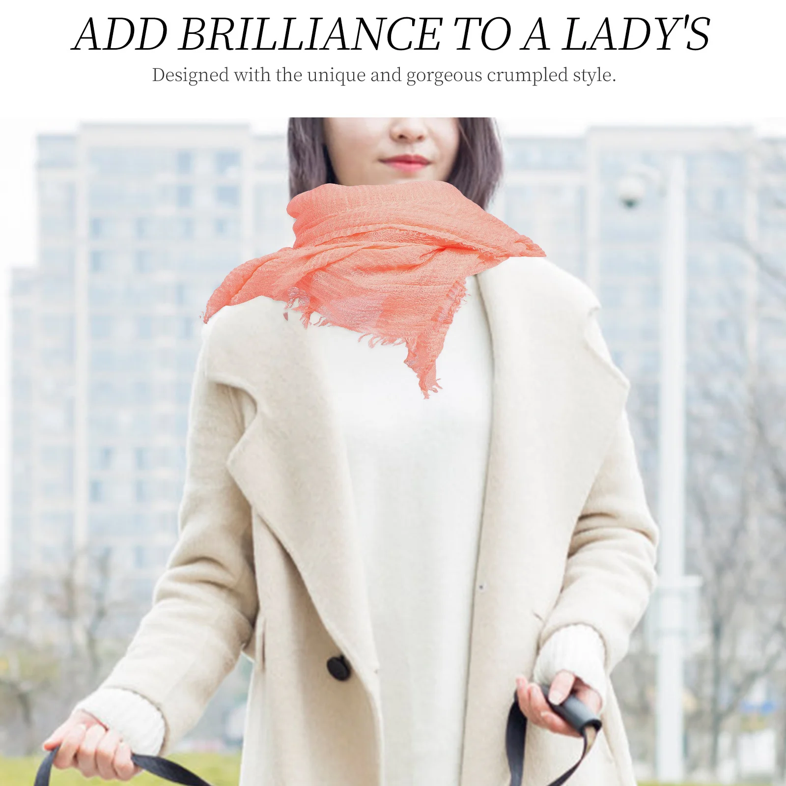 

Cotton and Linen Scarf Natural Material Simple Style Single Color Muslim Crumpled