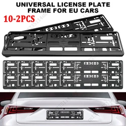 8-2PCS Car EU European License Plate Frame ABS Anti-corrosion Vehicle License Plate Frame Black Number Plate License Bracket