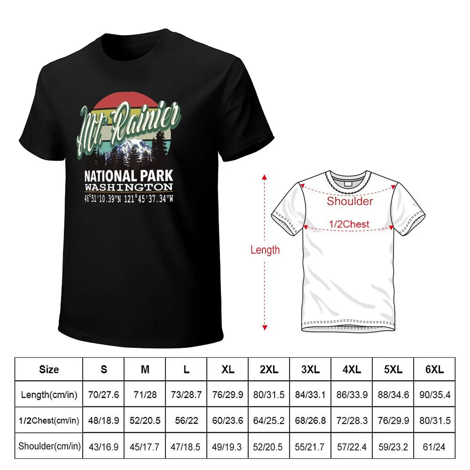 Mount Rainier National Park with GPS Location T-Shirt t shirts designer T-Shirt