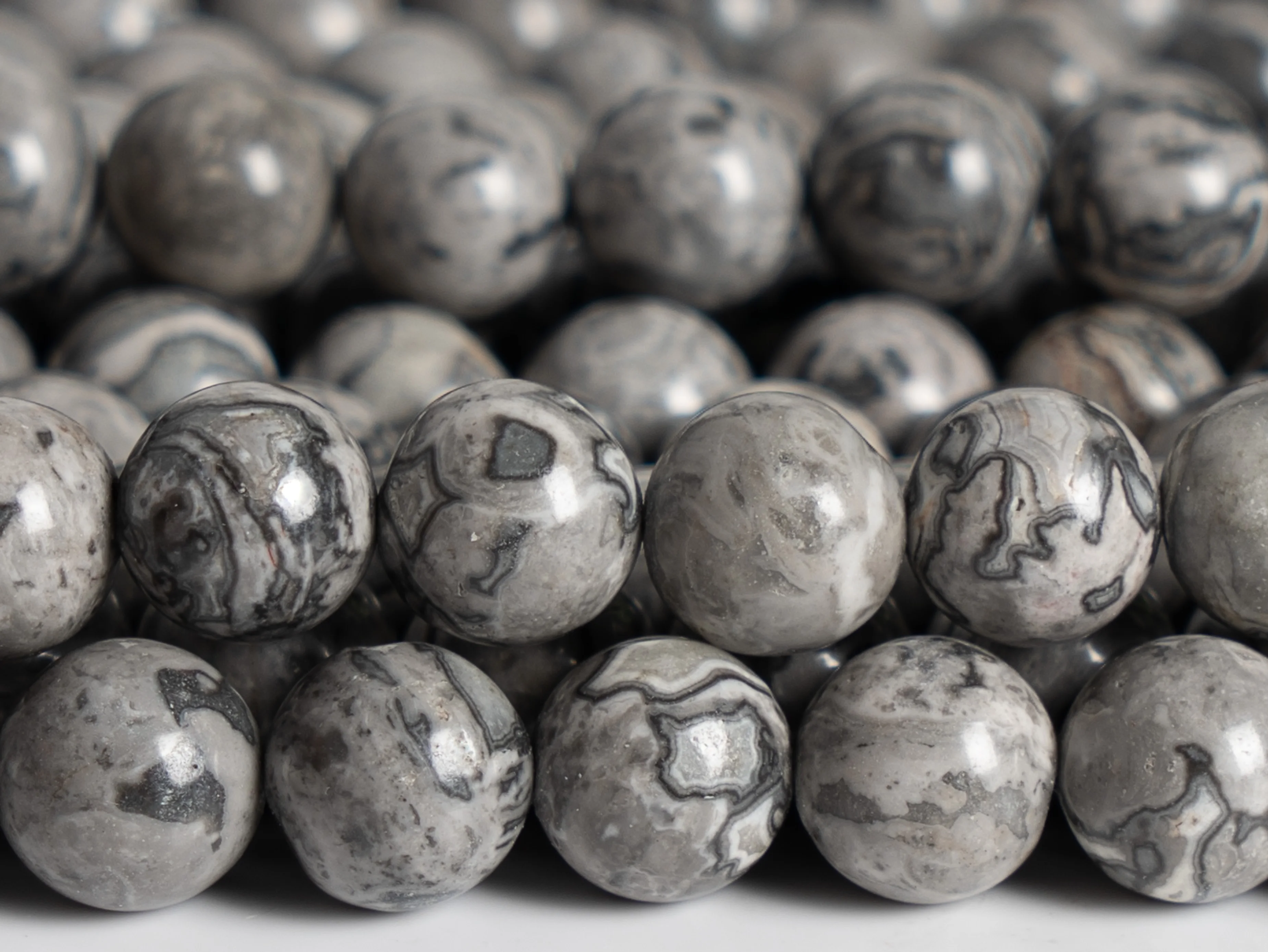 Natural Stone Gray Crazy Lace Jasper Grade AAA Gemstone Loose Beads Round Shape 4 6 8 10 12 MM for Jewelry Making Accessories