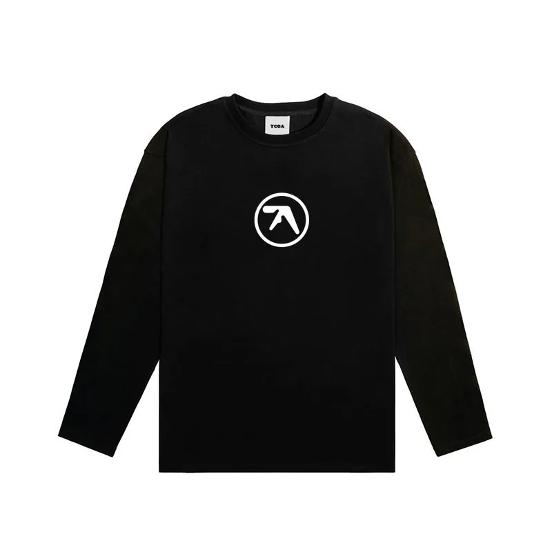 Men T-Shirt Aphex Twin Long Sleeve Print Cotton Graphic Oversized Korean Fashion Short Sleeve Tops Tees Y2k Streetwear Clothing