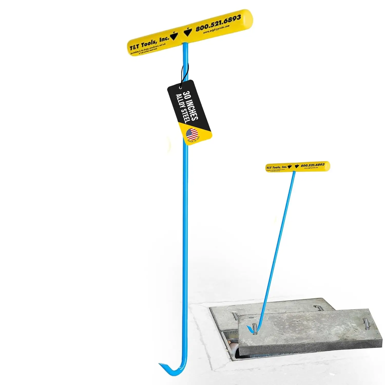 

T&T Tools Heavy Duty Handy Hook – Portable 30 Inch with 3/8" Round Pump Hook End –Multipurpose Lifting and Pulling Tool for Manh