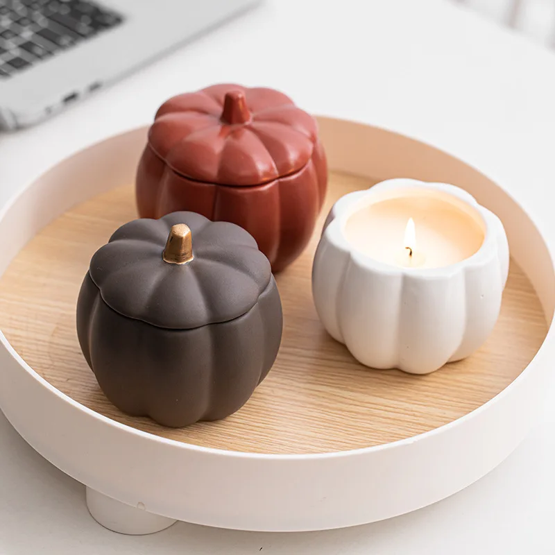 Ceramic Ornaments Pumpkin Candle Cups Candle Jars Candle Holders Home Decoration Ornaments Gifts American Pumpkin Bowls Utensils