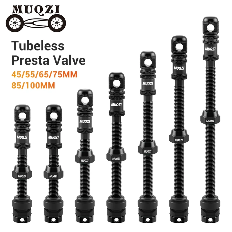 

MUQZI Tubeless Presta Valve Stem 45/55/65/75/85/100mm Super Light Aluminum Fit Most Road/Mountain/MTB Bicycle Rims