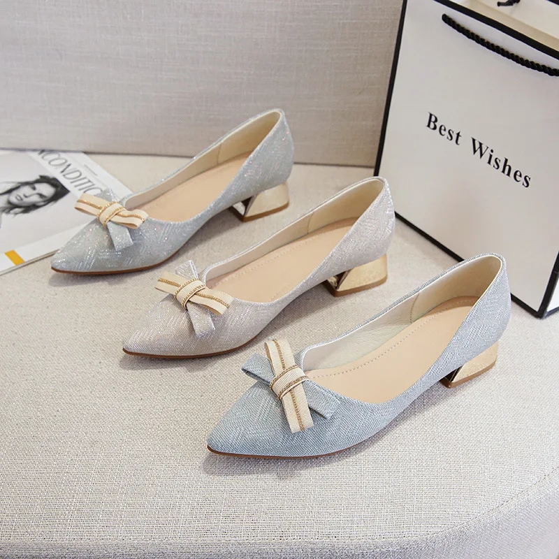 

Gorasion Summer Women's Thick Heeled Pointed Toe Pumps Women Elegant Fairy Bow Tielarge Slip-on Low Heel Shoes Lady Handmade