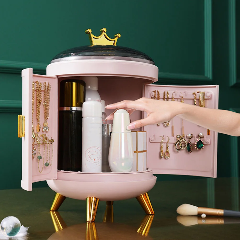 

Rotating Jewelry Box Durable Storage Earrings Necklace Large Capacity Cylindrical Structure Perfect Size Desktop Decor Jewelry