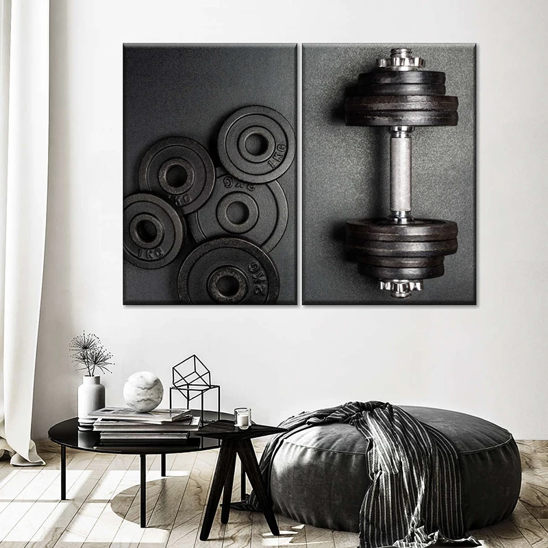 Dumbbells Posters Prints Fitness Equipment Canvas Painting Wall Picture for Living Room Modern Black and White Home Decoration