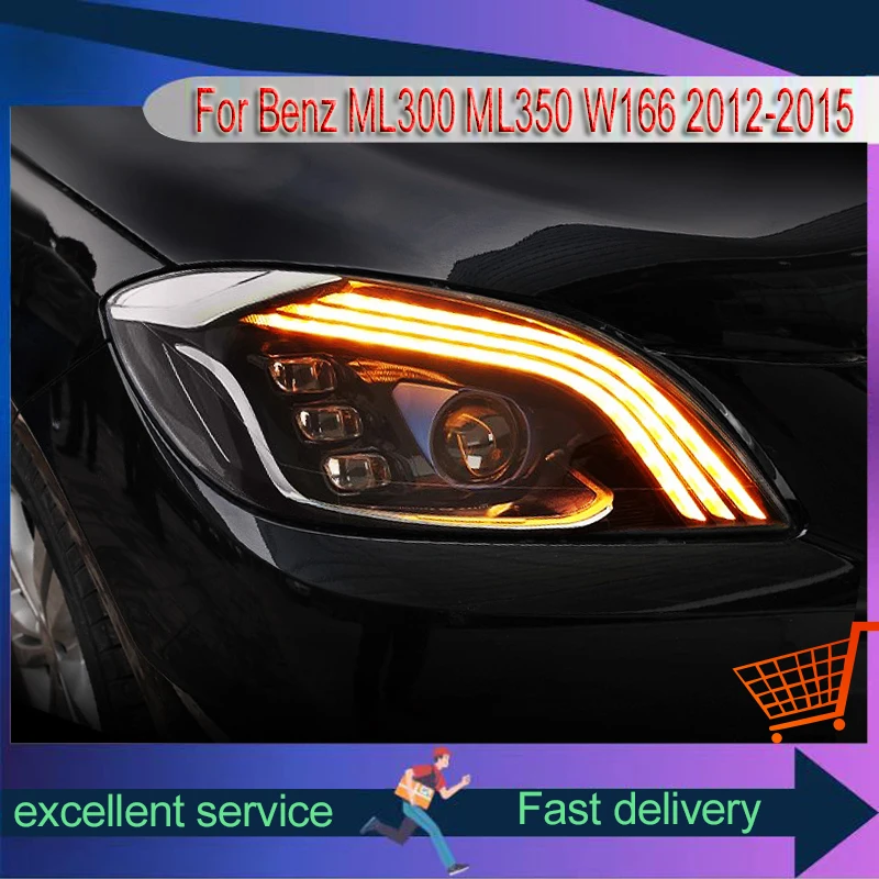 Auto Car 2012-2015 Headlights LED Lamps For Mercedes Benz ML300 ML350 ML400 W166 Upgrade Style Front Lamp DRL Tools Accessories view 5