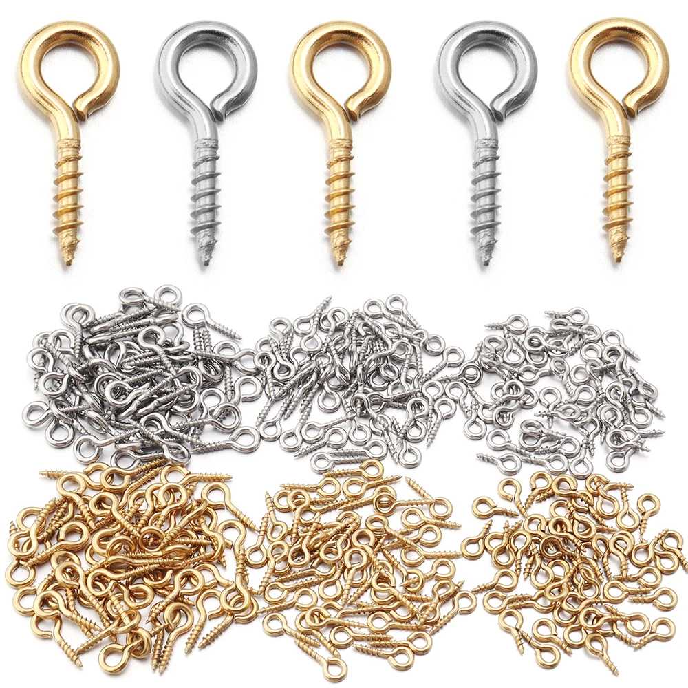 20-50pcs Stainless Steel Small Tiny Eye Pins Eyepins Eyelets Screw Gold Color Clasps Hooks for DIY Jewelry Making Findings