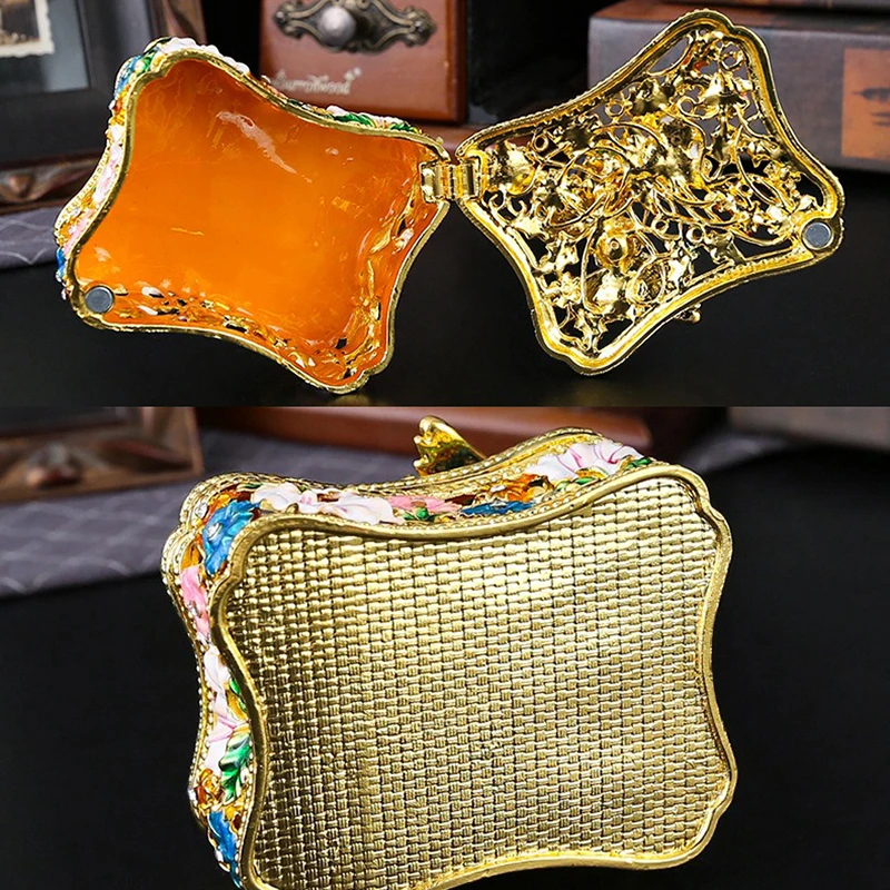 Butterfly Rose Diamond Square Hollow Jewelry Box Exquisite Storage Box Flip Top Premium Birthday Gift Home Decoration Ornament