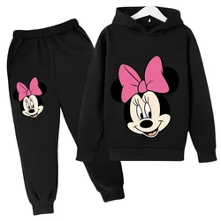 Conjunto de ropa de Mickey Mouse para niños, sudaderas con capucha, pantalones para niñas, regalos de vacaciones para niños de 3 a 12 años, abrigo negro, traje deportivo de primavera y otoño