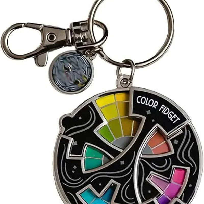 

2025 Color Fidget Enamel Pin, Color Fidget Wheel for Artists, 3 in 1 Pin & Keychain & Magnet Anxiety Relief Badge
