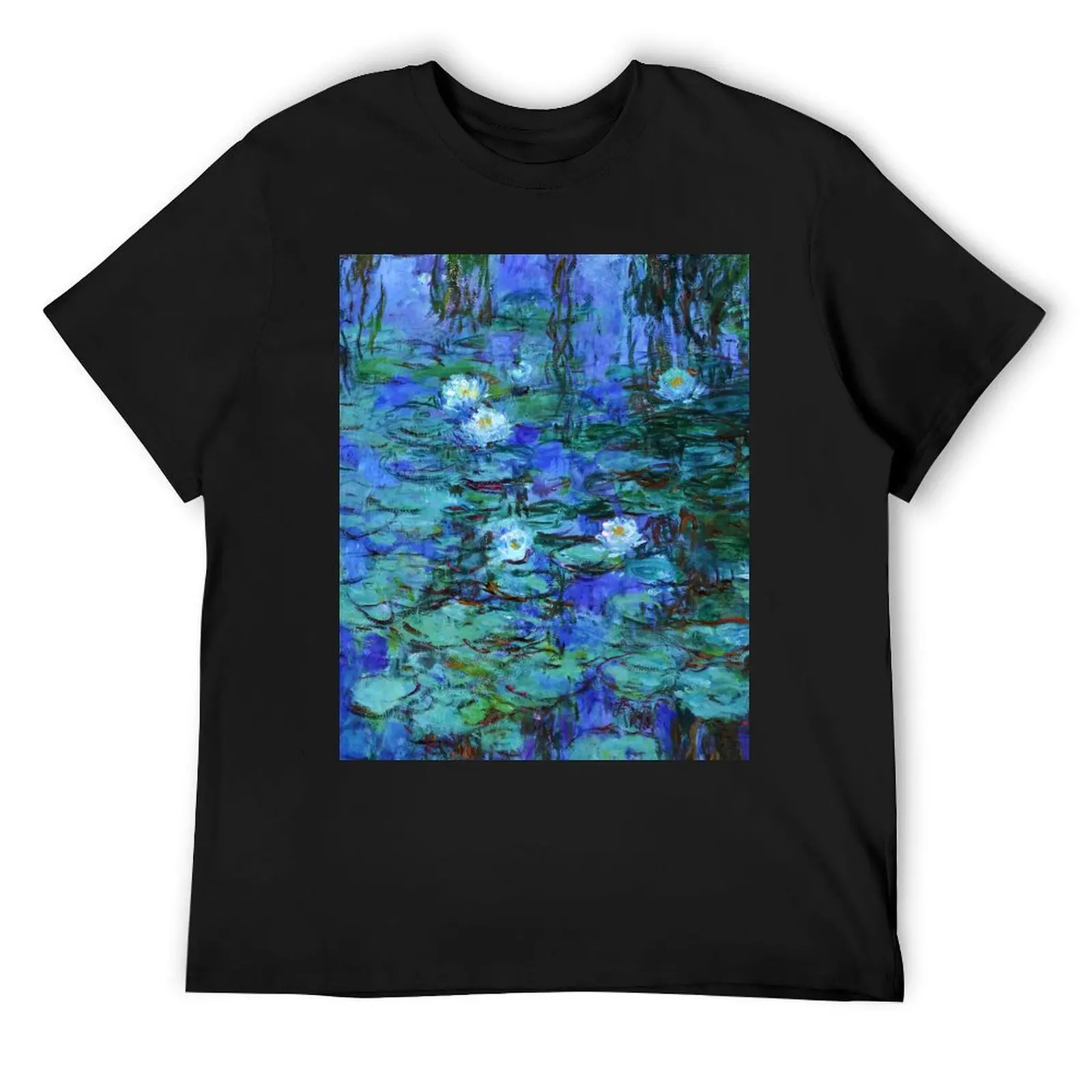 Claude Monet Water lilies - Blue Water lilies (4) T-Shirt plus size tops korean fashion mens champion t shirts