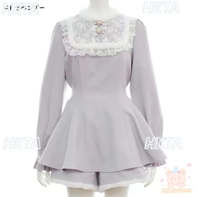 أنتجت الكتلة اليابانية فستان جديد قطعتين مجموعات الحلو ركاب لوليتا الدانتيل خياطة أفخم لطيف لوليتا فستان مجموعة تي شيرتات قصيرة للأطفال النساء