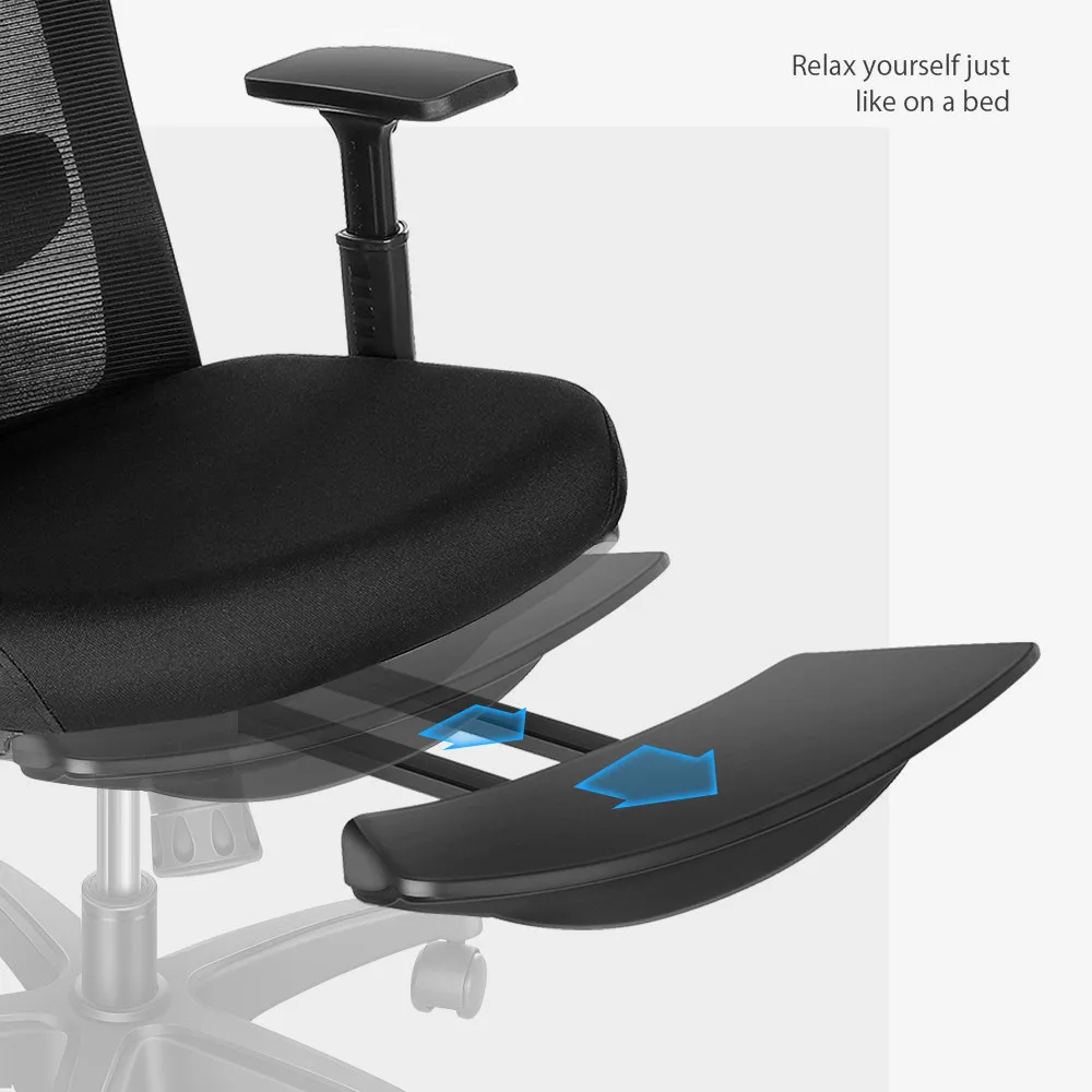 Office Chair Mesh Midday Rest Chair with Hidden Retractable Footrest Adjustable Headrest & Lumbar Support Breathable Mesh Chair