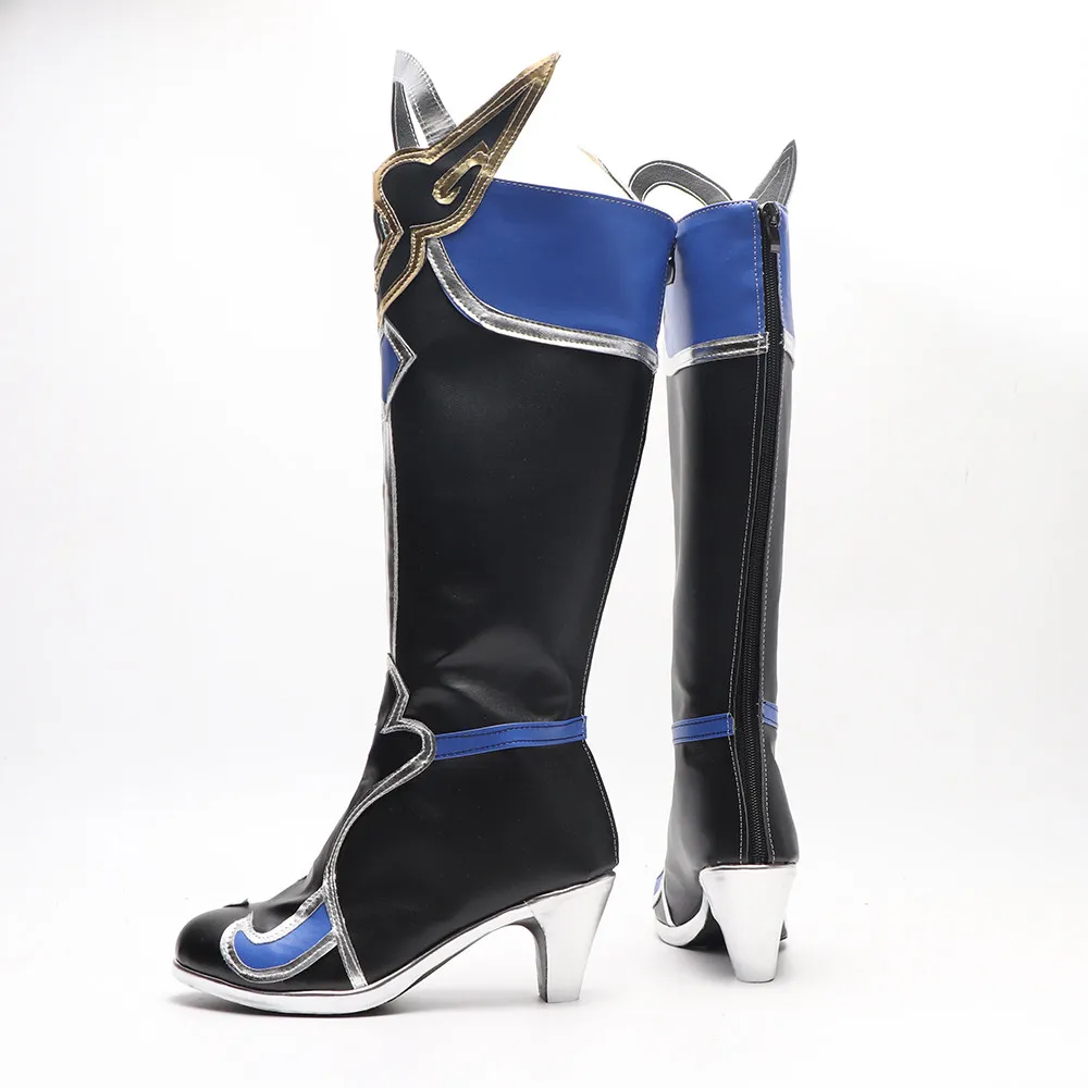 Anime Honkai: Star Rail Jingliu Cosplay Shoes Black High Heels Long PU Leather Boots For Halloween Carnival