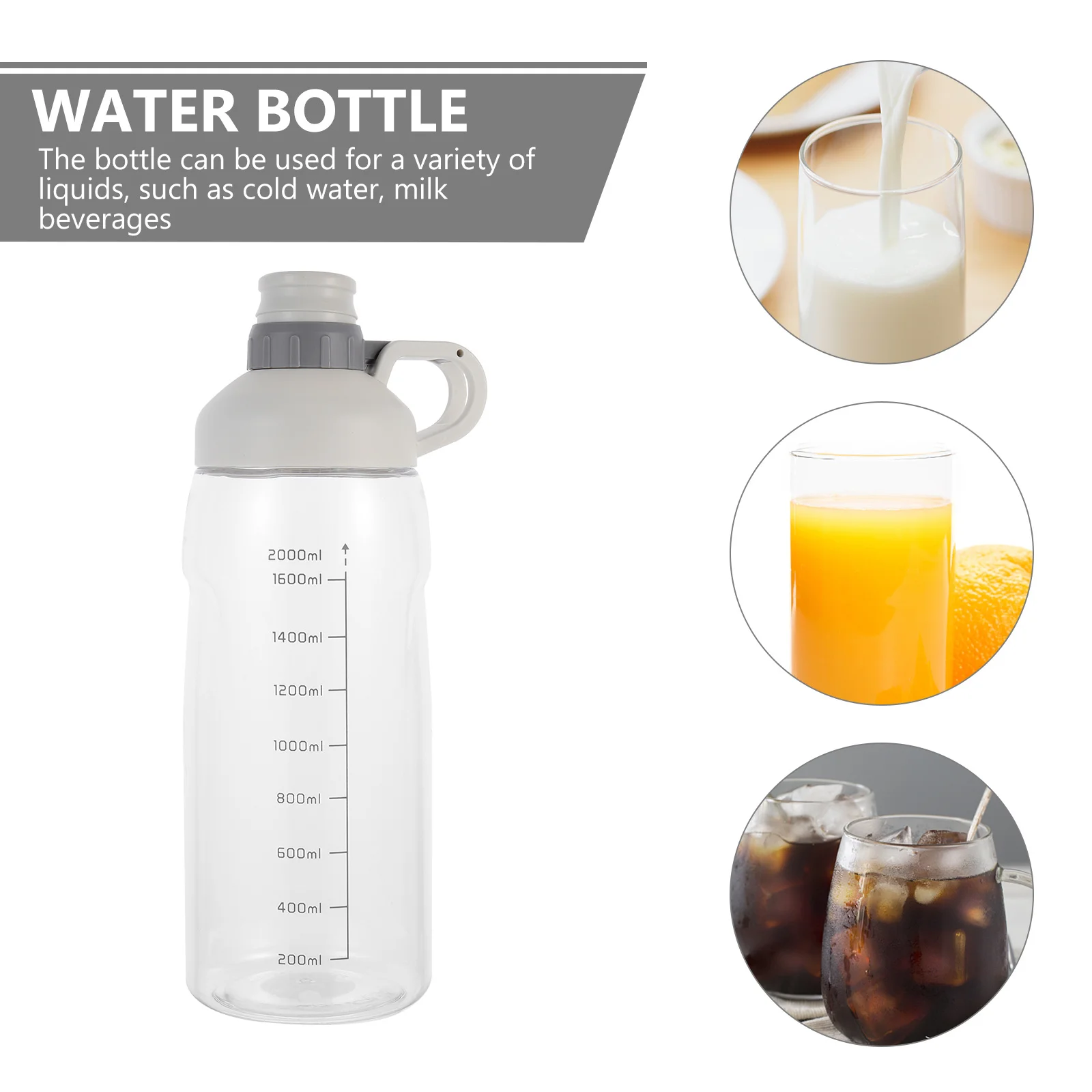 

1pc Large Capacity Outdoor Sports Durable Fitness Drinking Jug Measurement Scale Portable Container For Gym School Travel