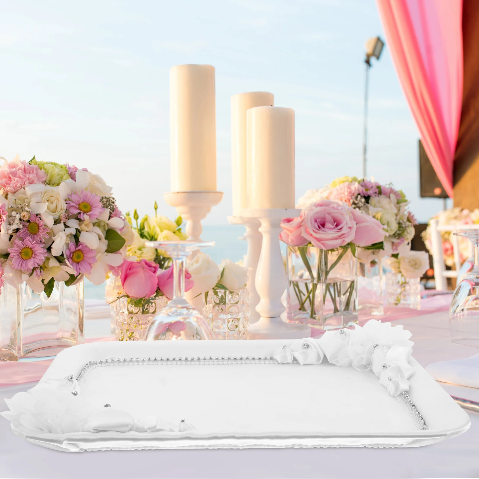 

Elegant Magnolia Lace Tray Decorative Storage Trays for Wedding Dessert Display Vintage Perfume Holder Ring Trinket Plate