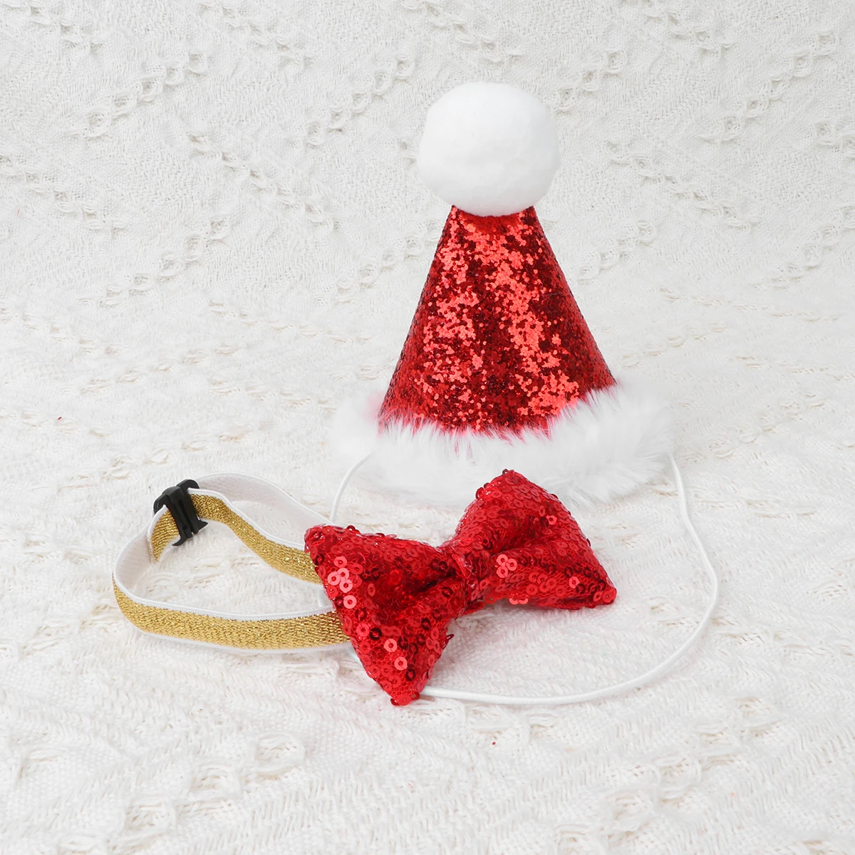 

2 Pcs Pet Santa Hat Kitten Hats Costumes for Cats Dog Party with Bowknot Christmas Clothing Dress up Dogs Outfits