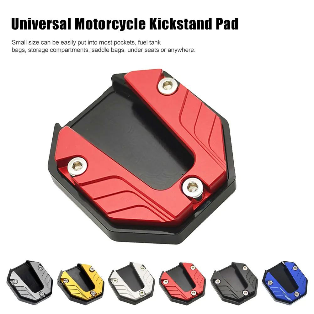 

Universal Motorcycle Kickstand Pad Plast Aluminum Alloy Side Stand Pad Support for Soft Ground Grass Hot Pavement Tile Garage