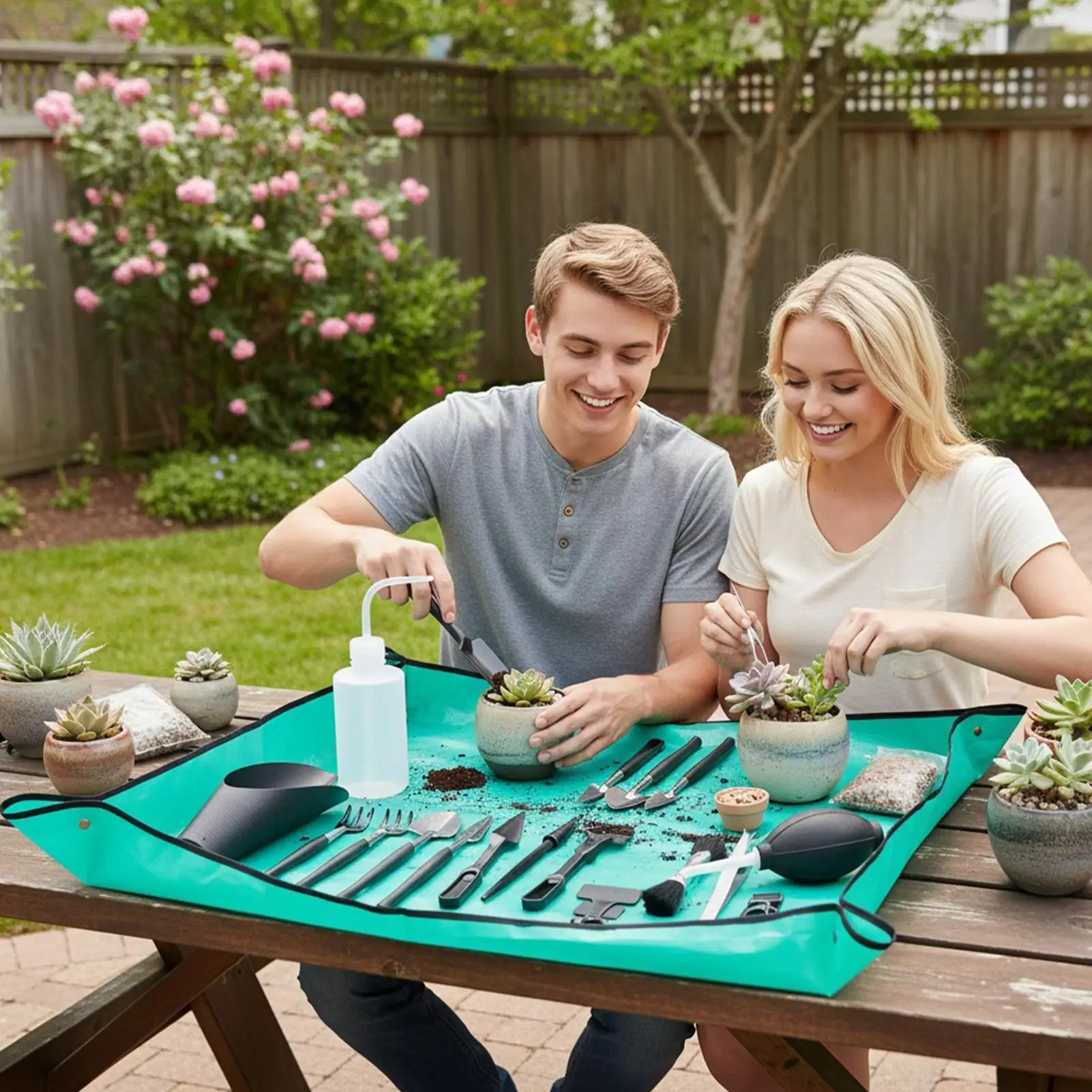 Garden Tools Waterproof Soil Digging With Mat Garden Tool Set For Plant Repotting Mixing Watering Family Friends Women Men