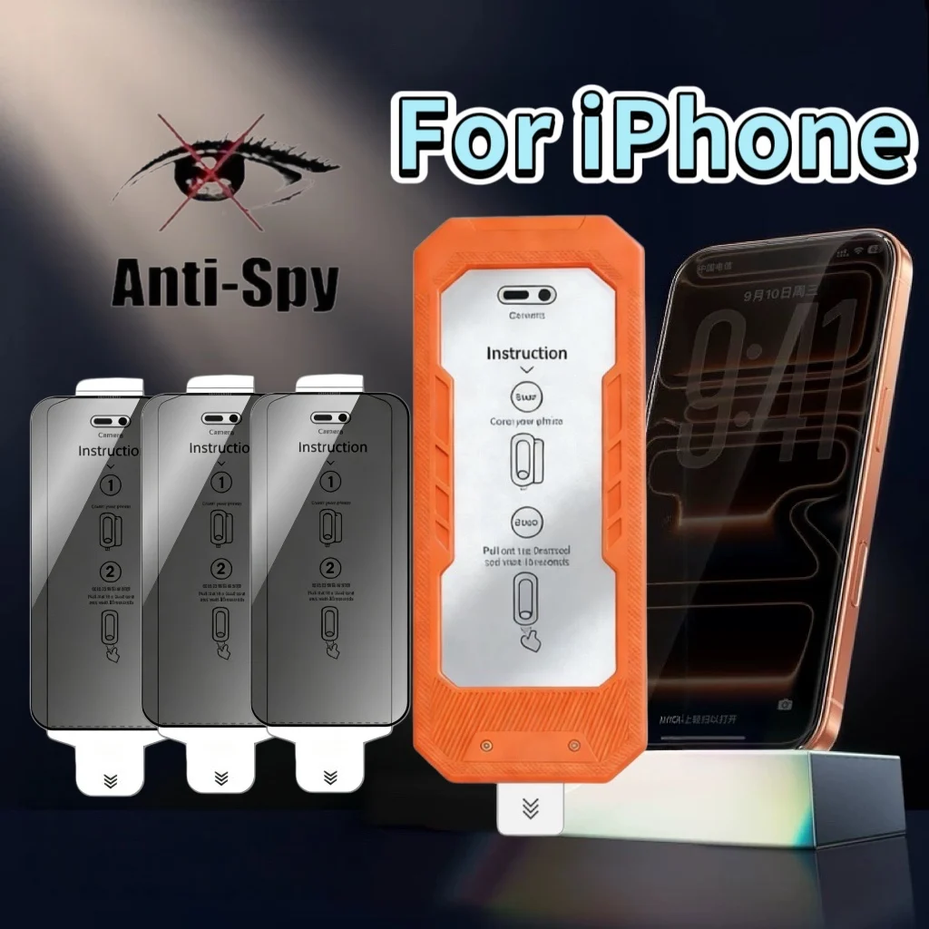 

3-Pack Anti-Spy Tempered Glass for iPhone 17-12, 9H, Full Coverage, Bubble-Free