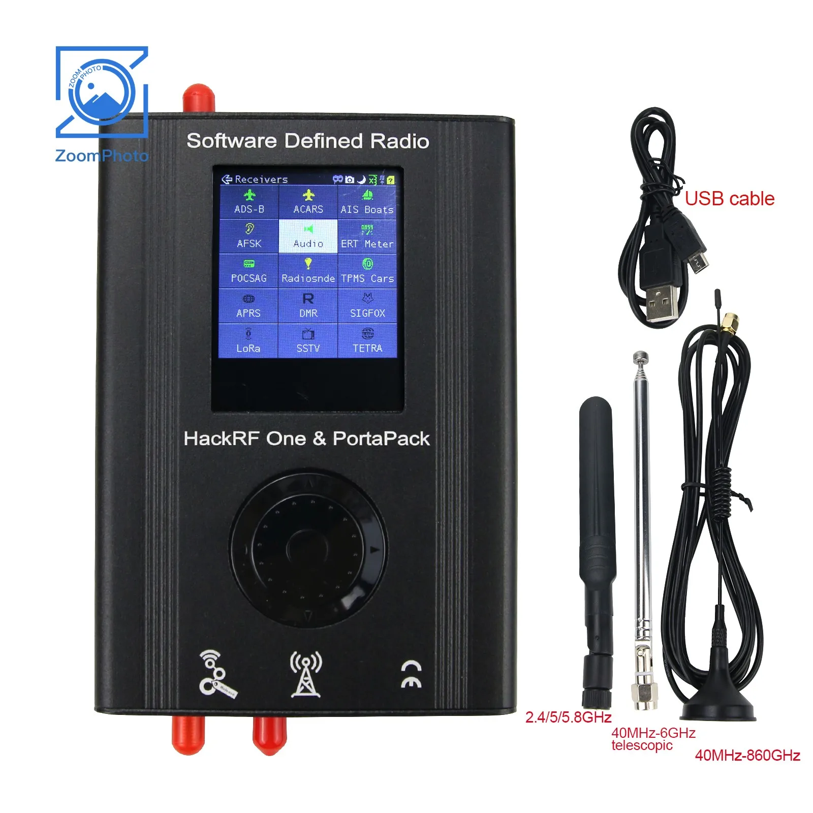 Portapack-hamgeek r9 hochfrequenz ein r9 sdr v2.0.0, gehäuse aus aluminium legierung, antenne, datenkabel kit montiert