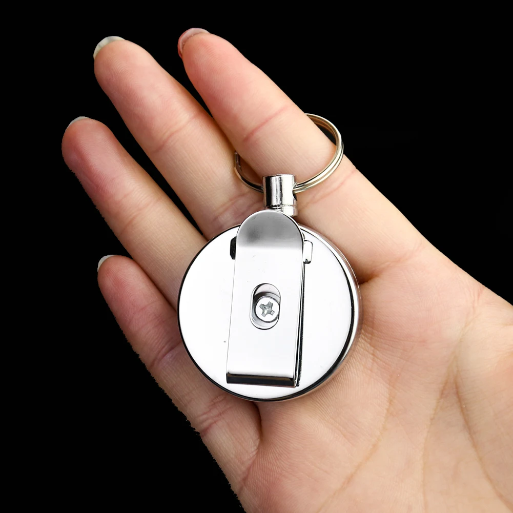 1pc Stainless Steel Wire Rope Retractable Keychain Stretch Clip Pull Recoil Sporty Key Ring Chain Anti Lost ID Holder Accessory
