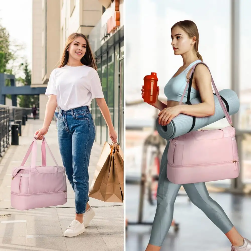 2Pcs Waterproof Travel Gym Bag, Wet Dry Separation Large Capacity Duffel, with Shoe Compartment USB Charging Port