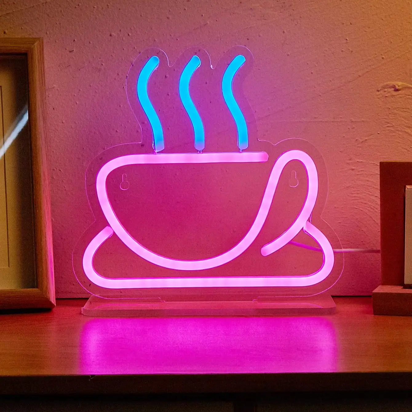 Chi-buy LED Neon Desktop Coffee Cup USB Powered Neon Signs Decor Lamp Signs Birthday Gift Wall Art For Bedroom Room Bar Shop