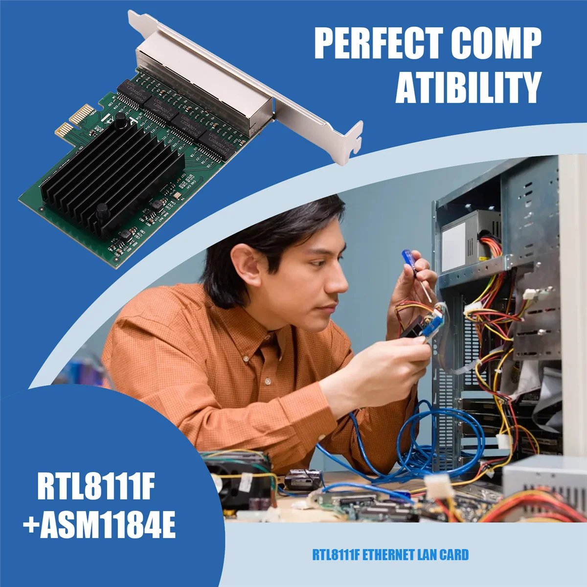 Pci-E X1 Gigabit Network Card Pci-Express 4 Port Ethernet Network Card Rtl8111F Ethernet Lan Card A002