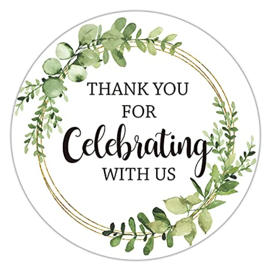 Thank You for Celebrating with Us Stickers, Greenery Thank You Party Favor Stickers, Baby Shower Favors, Wedding Favors, 2-inch