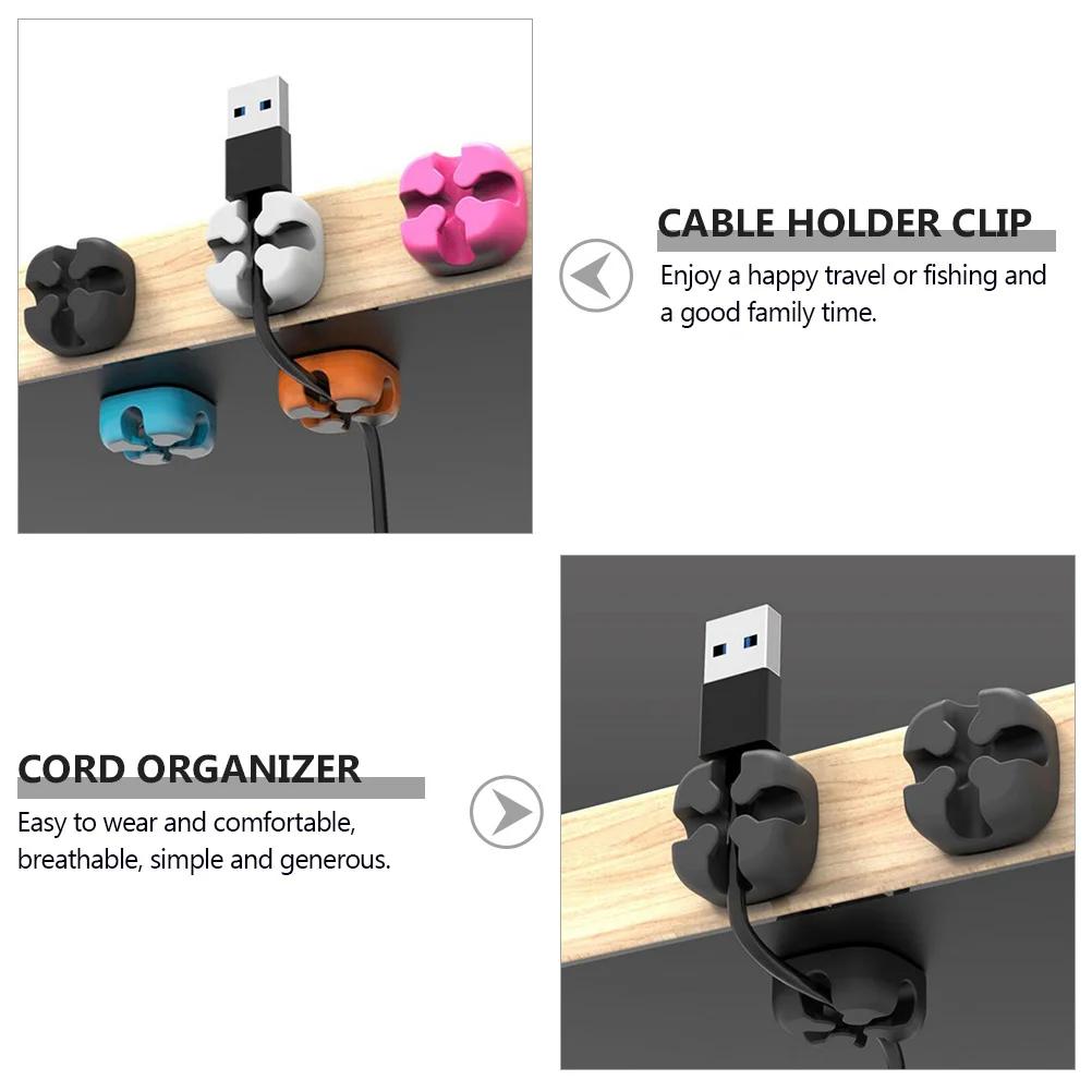 10 stuks siliconen kabelorganizer clips sterk klevende desktop snoerhouder kabelbeheer draadhouder voor het opladen van USB-audio