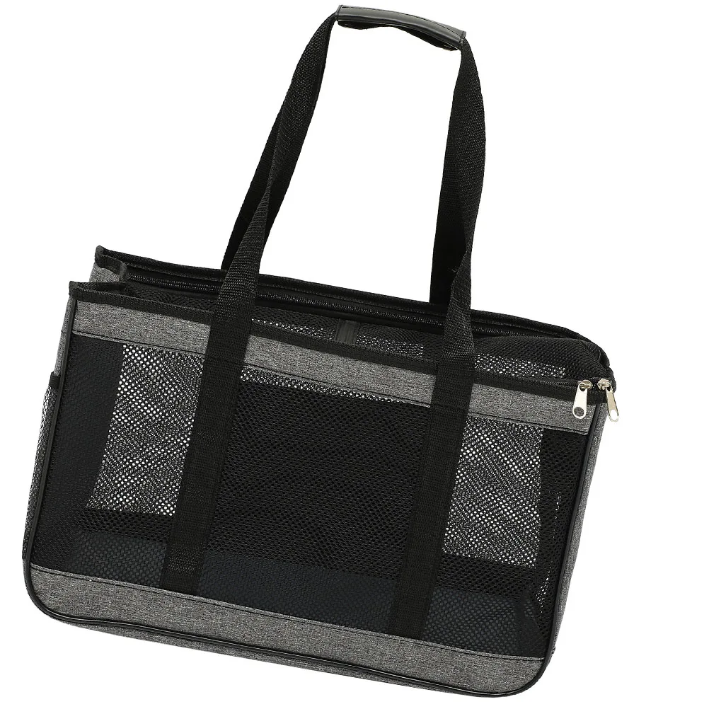 

Pet Out Bag Large Grey Summer Cat Carrier Portable Breathable Mesh Oxford Cloth Collapsible Dog Bag Travel Container Storage