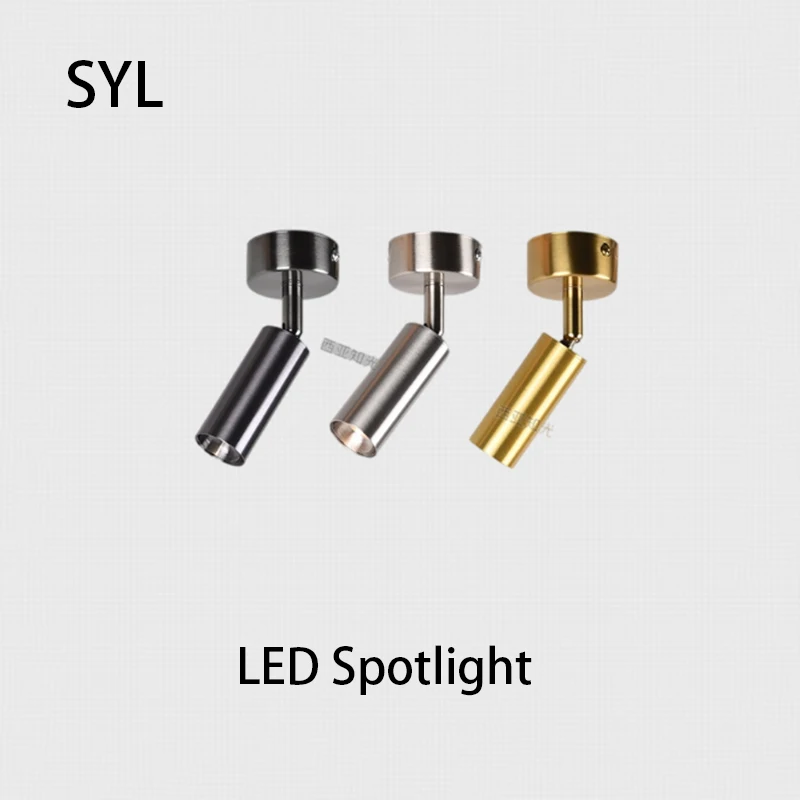 

Светодиодные прожекторы Маленький стиль Баухаус Регулируемый угол Точечный светильник Гальваника Серебристый цвет Нержавеющей стали Лампа для поверхностного монтажа