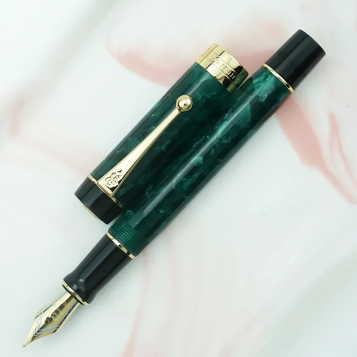 Groene Jinhao 100 Centennial Hars Vulpen EF/F/M/Gebogen Penpunt met Converter Schrijven Business Office Gift Inkt Pen