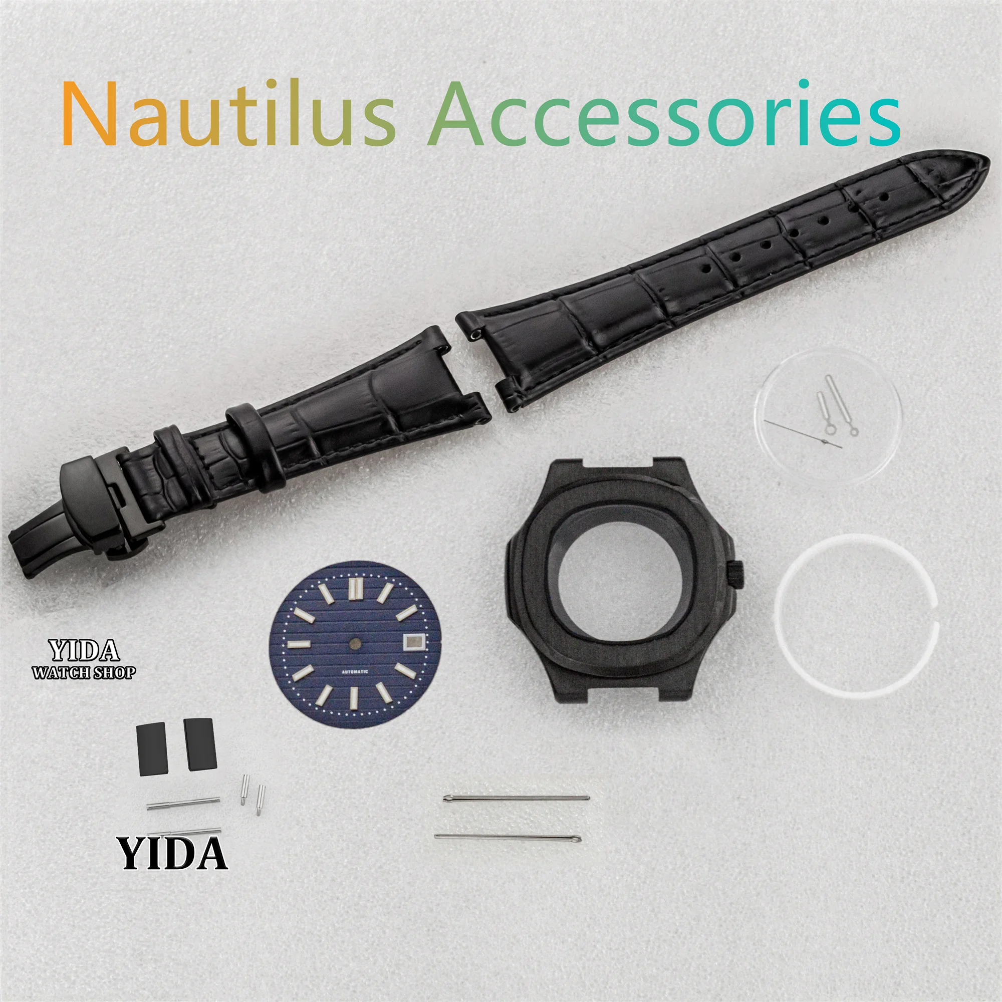 

Nautilus Case Genuine Leather Strap Green Luminous Dial Hands Sapphire Glass 10ATM Waterproof 41MM WatchCase Fit NH35 Movement