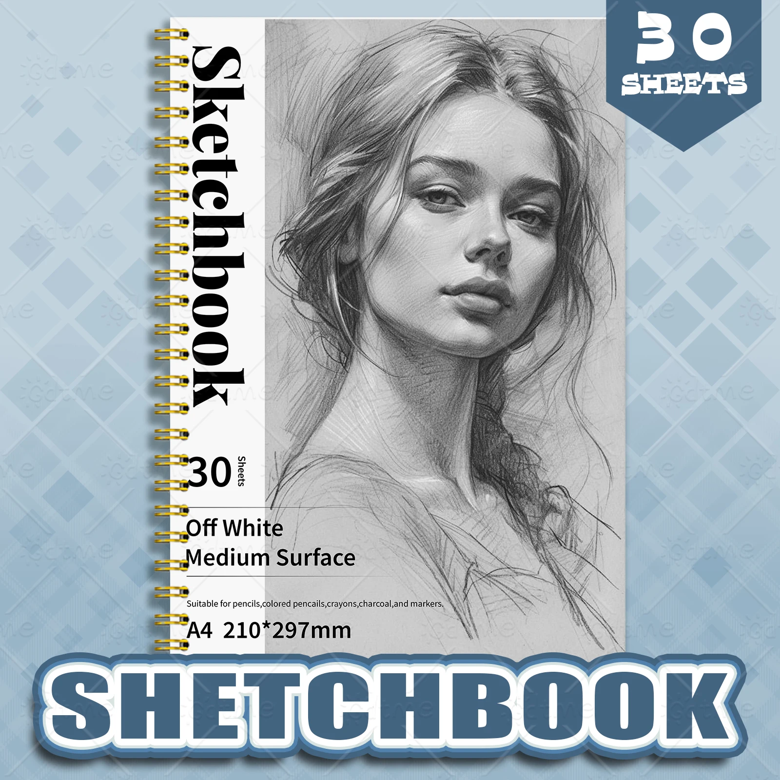 

30 листов катушки формата А4, альбом для рисования, утолщенная, экологически чистая, толстая бумага для рисования, без кислоты, спиральный блокнот для рисования, студенческий блокнот для рисования