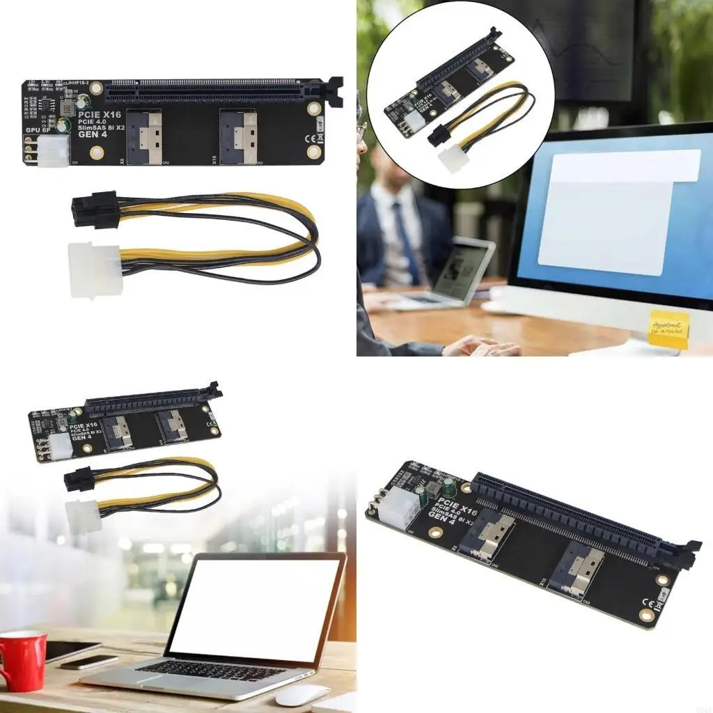 

900F 2-портовый адаптер SlimSAS 8i для PCIe4.0 x16 для видеокарты, графический процессор, 6 контактов