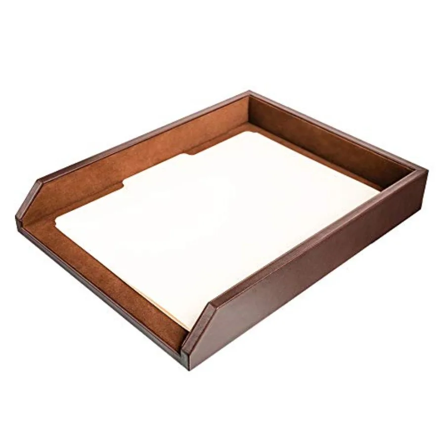 

Leather Desktop Letter Tray - Luxury Letter Holder and Paper Organizer for Desk - Office Organization and Executive Desk Decor