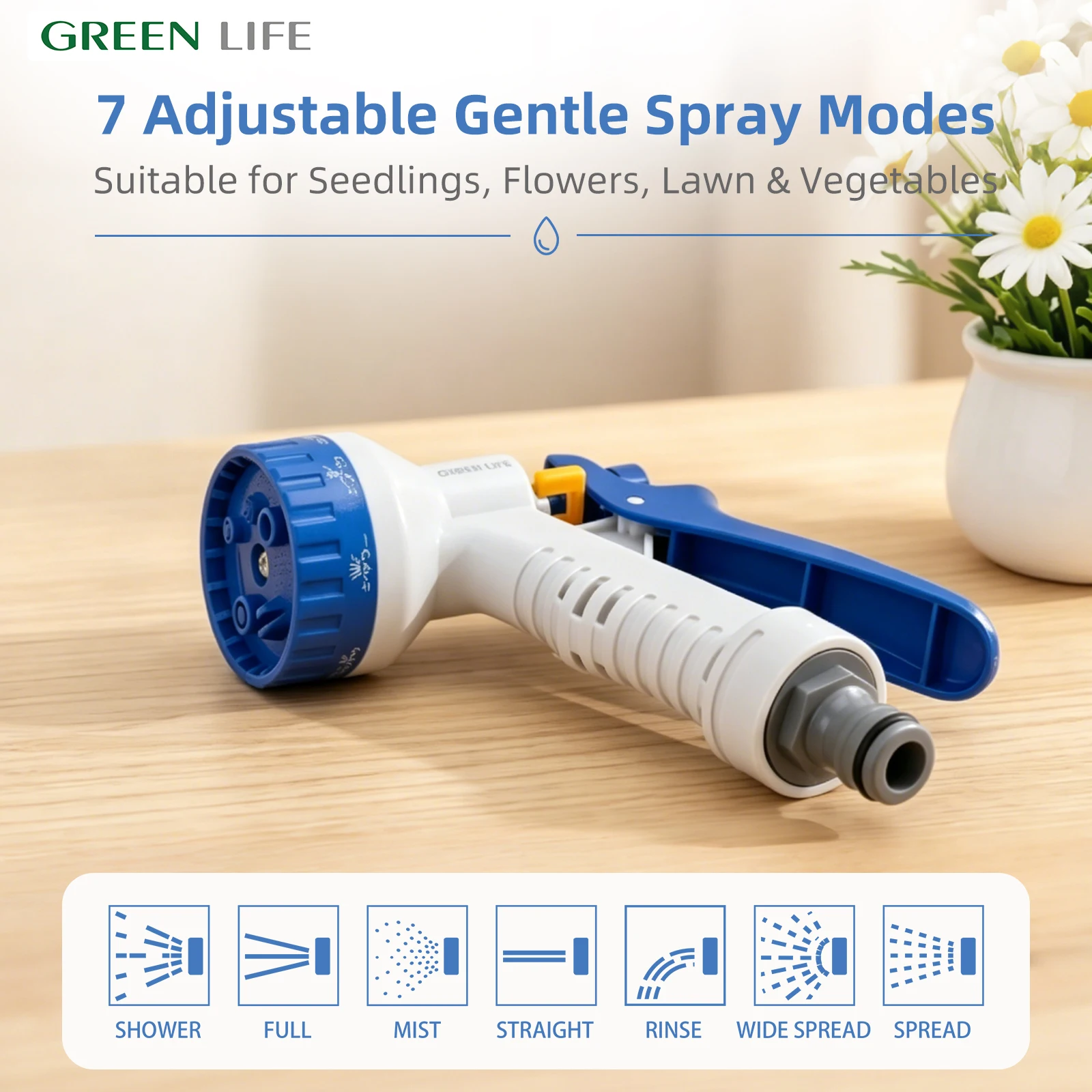 GRRENLIFE Japanese-made 15-meter watering hose set, including hose reel, stand, and watering hose, suitable for car washing, cle