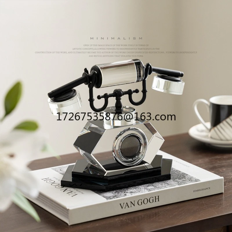 

High-grade transparent crystal telephone ornament niche study desktop wine cabinet office decoration