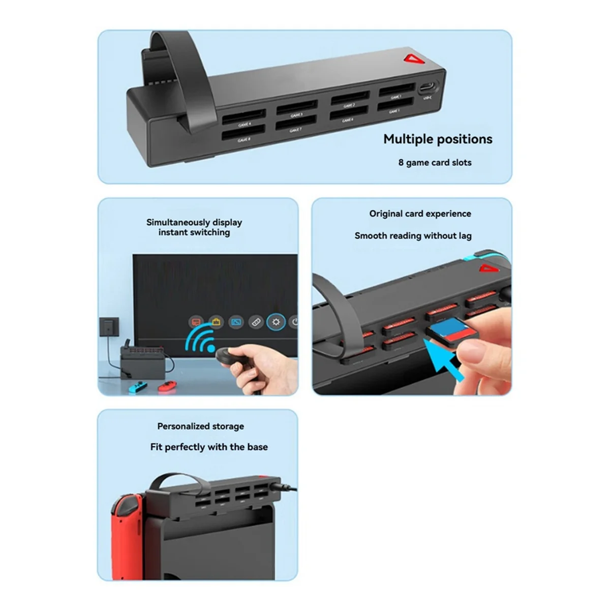 8-Port Game Card Switcher for Card Reader Wireless Switching Storage Expander for Switch Accessory