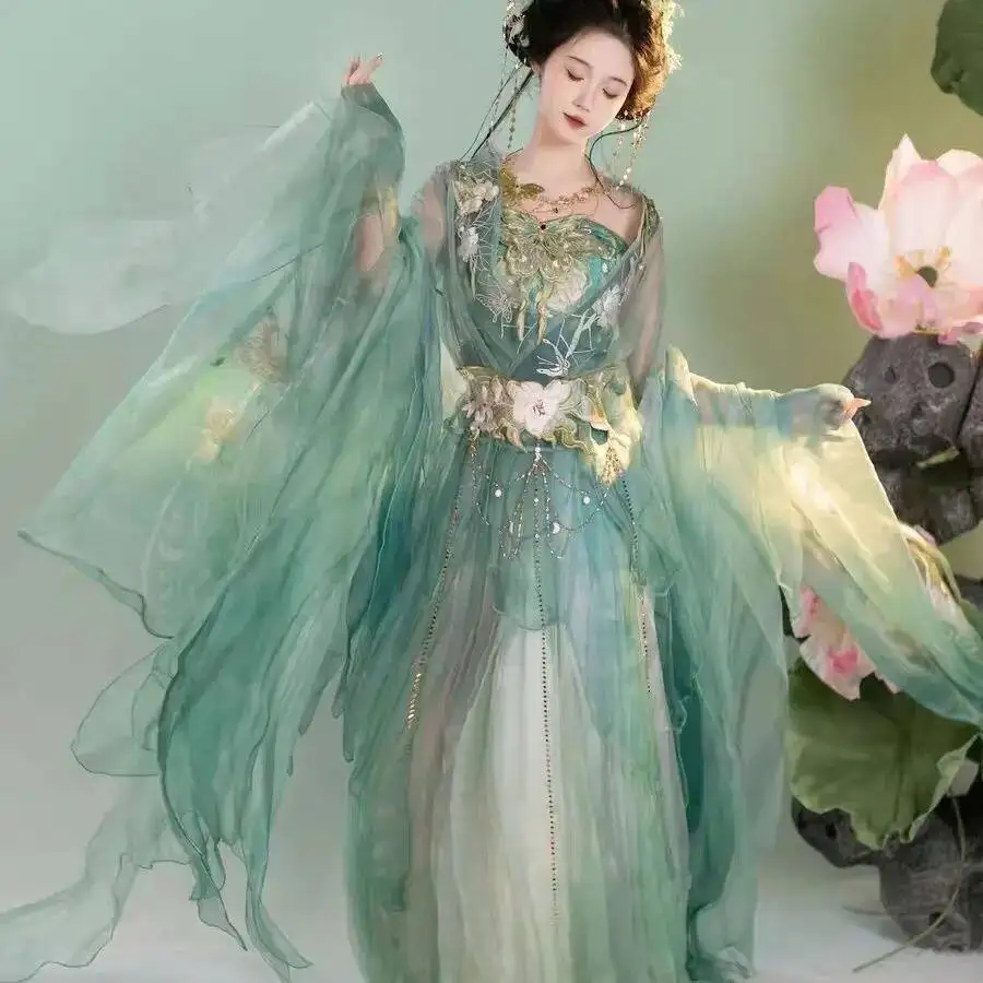 

Flower Goddess Jiangyoutang [Moon Goddess Moth] Embroidered Butterfly Improved Large Hem Draped Hezi Skirt Butterfly National