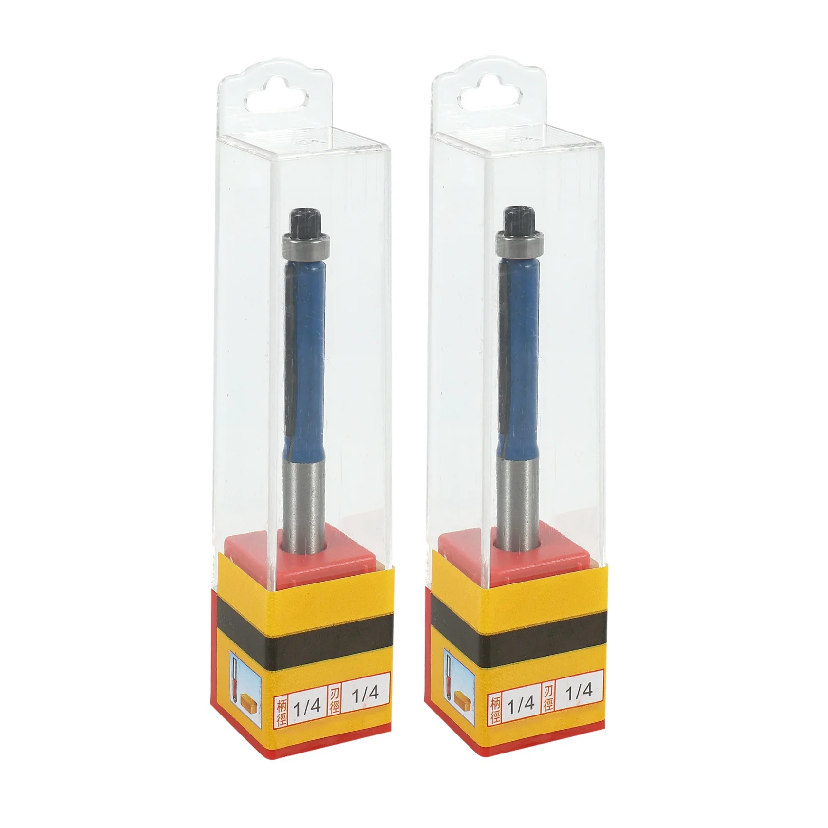 BMBY-4Pcs 2.6 Inch Long 2 Edges Flush Trim Router Bit 1/4 Inch X 1/4 Inch For Carpenter